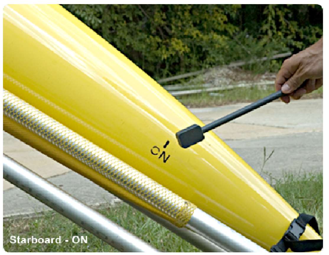 Wanding the ON marking to power on the glider